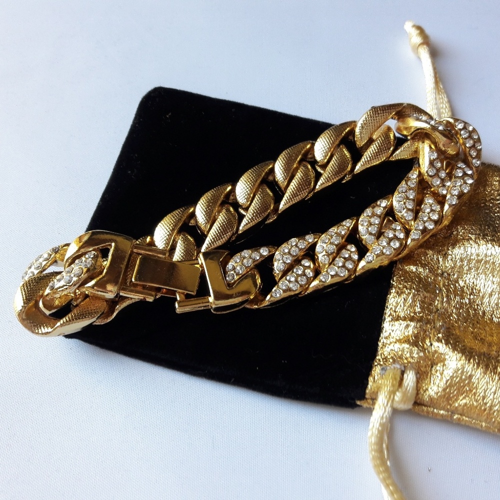 SOLD Fully Iced Out Cuban Link 18K Gold Bracelet